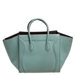 Pre Owned Celine Mint Green Leather Medium Phantom Luggage Tote