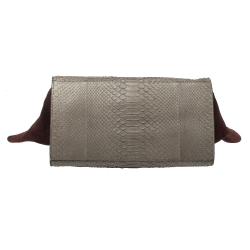 Pre Owned Celine Grey/Maroon Python and Suede Medium Trapeze Bag
