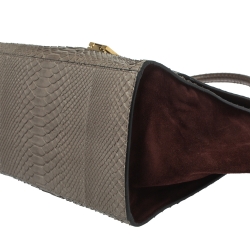 Pre Owned Celine Grey/Maroon Python and Suede Medium Trapeze Bag