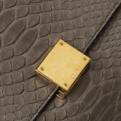 Pre Owned Celine Grey/Maroon Python and Suede Medium Trapeze Bag