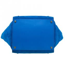 Pre Owned Celine Bright Blue Rust Suede Leather Small Phantom Luggage Tote