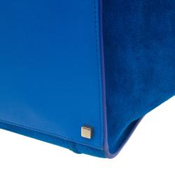 Pre Owned Celine Bright Blue Rust Suede Leather Small Phantom Luggage Tote