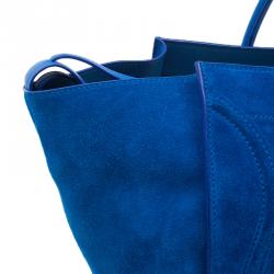 Pre Owned Celine Bright Blue Rust Suede Leather Small Phantom Luggage Tote