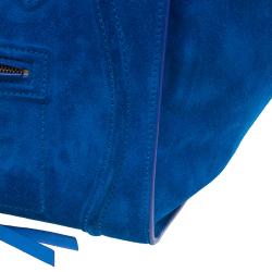 Pre Owned Celine Bright Blue Rust Suede Leather Small Phantom Luggage Tote