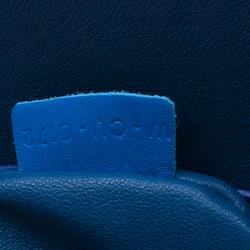 Pre Owned Celine Bright Blue Rust Suede Leather Small Phantom Luggage Tote