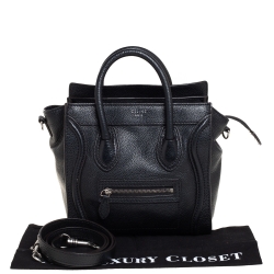 Pre Owned Celine Black Leather Nano Luggage Tote
