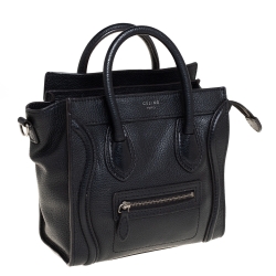 Pre Owned Celine Black Leather Nano Luggage Tote