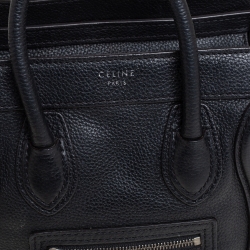 Pre Owned Celine Black Leather Nano Luggage Tote