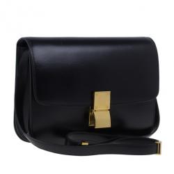 Pre Owned Celine Black Leather Classic Box Shoulder Bag