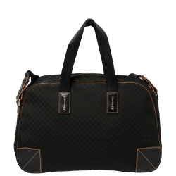 Celine Black Macadam Nylon and Leather Travel Bag
