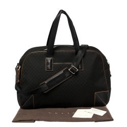 Celine Black Macadam Nylon and Leather Travel Bag