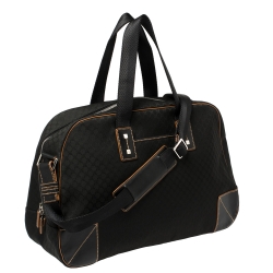Celine Black Macadam Nylon and Leather Travel Bag
