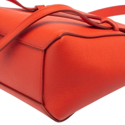 Pre Owned Celine Red Leather Nano Belt Top Handle Bag