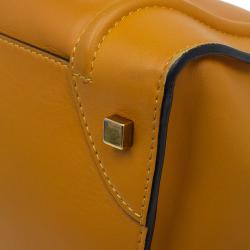 Pre Owned Celine Tan Black Handle Leather Mini Luggage Tote