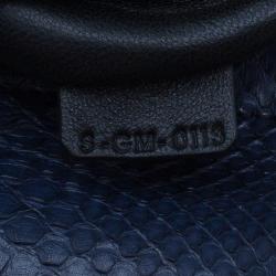 Pre Owned Celine Navy Blue Python Suede Medium Trapeze Bag