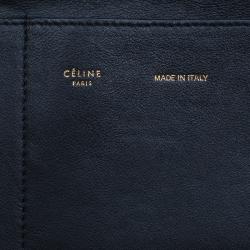 Pre Owned Celine Navy Blue Python Suede Medium Trapeze Bag