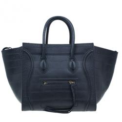 Pre Owned Celine Black Croc Embossed Phantom Bag