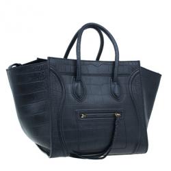 Pre Owned Celine Black Croc Embossed Phantom Bag