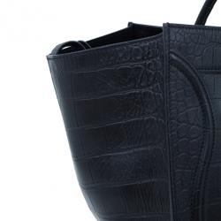 Pre Owned Celine Black Croc Embossed Phantom Bag