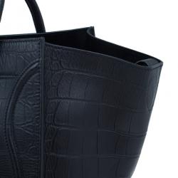 Pre Owned Celine Black Croc Embossed Phantom Bag