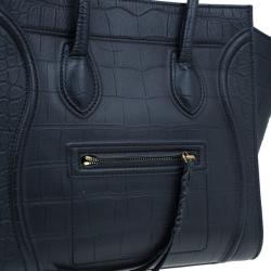 Pre Owned Celine Black Croc Embossed Phantom Bag