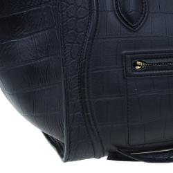 Pre Owned Celine Black Croc Embossed Phantom Bag