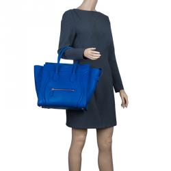 Pre Owned Celine Blue Leather Mini Luggage Tote