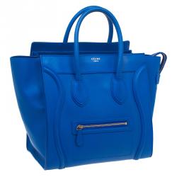 Pre Owned Celine Blue Leather Mini Luggage Tote