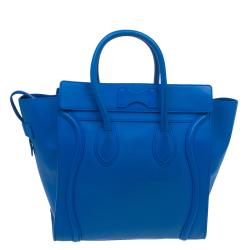 Pre Owned Celine Blue Leather Mini Luggage Tote