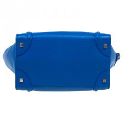 Pre Owned Celine Blue Leather Mini Luggage Tote