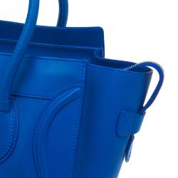 Pre Owned Celine Blue Leather Mini Luggage Tote