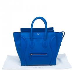 Pre Owned Celine Blue Leather Mini Luggage Tote