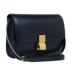 Pre Owned Celine Black Leather Medium Classic Box Shoulder Bag