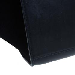 Pre Owned Celine Black Leather Embossed Crocodile Large Trapeze