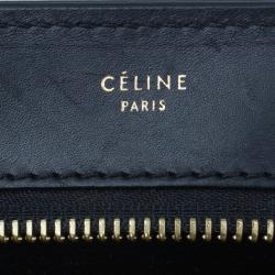 Pre Owned Celine Black Leather Embossed Crocodile Large Trapeze