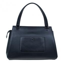 Pre Owned Celine Cream and Black Calfskin Small Edge Top Handle Bag