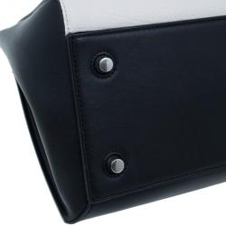 Pre Owned Celine Cream and Black Calfskin Small Edge Top Handle Bag