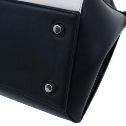 Pre Owned Celine Cream and Black Calfskin Small Edge Top Handle Bag