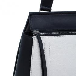 Pre Owned Celine Cream and Black Calfskin Small Edge Top Handle Bag