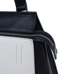 Pre Owned Celine Cream and Black Calfskin Small Edge Top Handle Bag