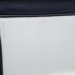 Pre Owned Celine Cream and Black Calfskin Small Edge Top Handle Bag