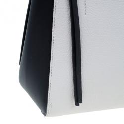 Pre Owned Celine Cream and Black Calfskin Small Edge Top Handle Bag