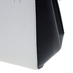 Pre Owned Celine Cream and Black Calfskin Small Edge Top Handle Bag