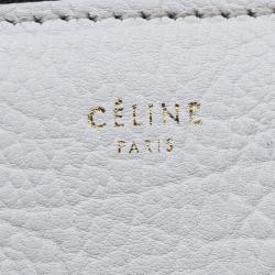 Pre Owned Celine Cream and Black Calfskin Small Edge Top Handle Bag