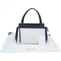 Pre Owned Celine Cream and Black Calfskin Small Edge Top Handle Bag