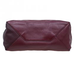Pre Owned Celine Grey/Burgundy Bicolor Leather Horizontal Cabas Tote