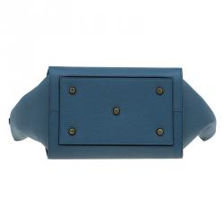 Pre Owned Celine Teal Blue Calfskin Leather Small Tie Tote 