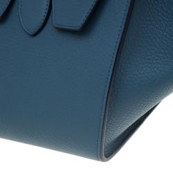 Pre Owned Celine Teal Blue Calfskin Leather Small Tie Tote 