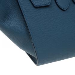 Pre Owned Celine Teal Blue Calfskin Leather Small Tie Tote 