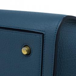 Pre Owned Celine Teal Blue Calfskin Leather Small Tie Tote 